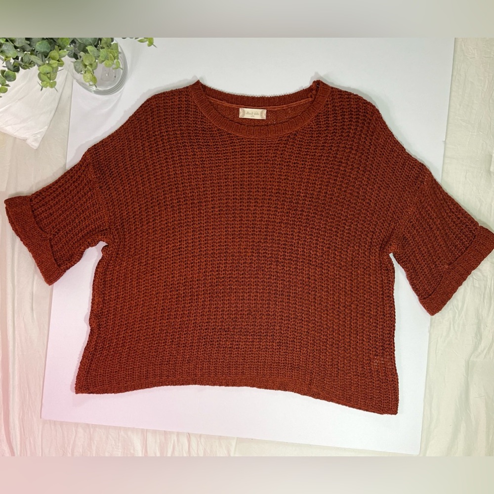 Altar’d State Brown Short Sleeve Sweater Size Small/Medium